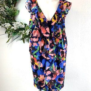 H&M deep V mini dress w/ ruffle size 12